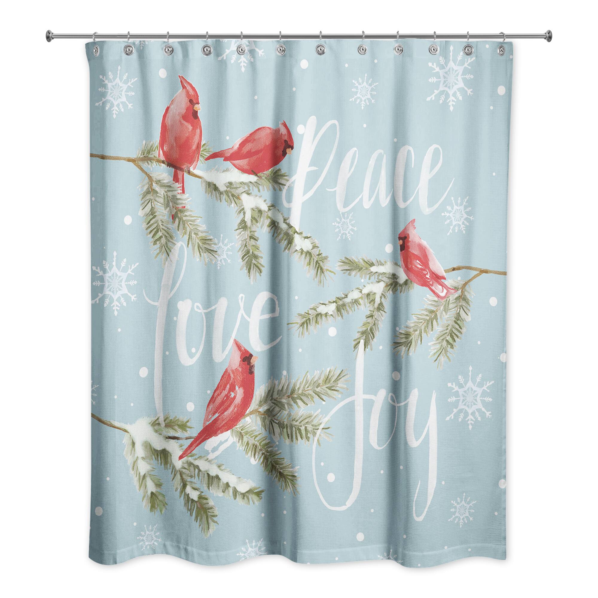 Peace Love Joy Cardinals Shower Curtain